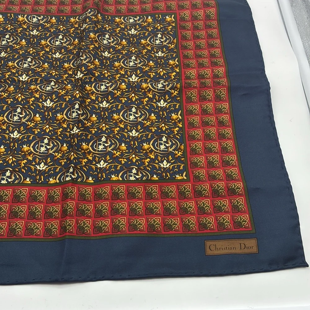 Christian Dior Multicolor Blue Silk Scarf/ handkerchief